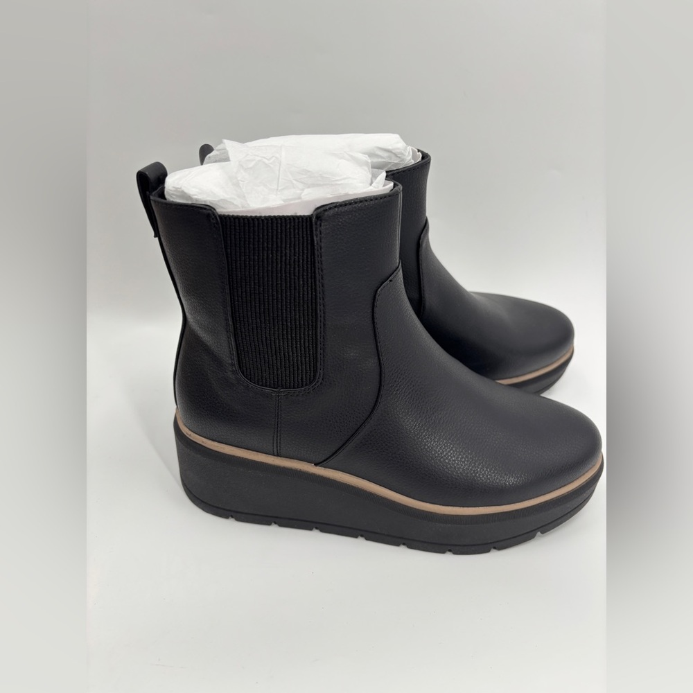 Dr. Scholl's Nice Day Max Chelsea Platform Boots Black Pebbled - Picture 5 of 7